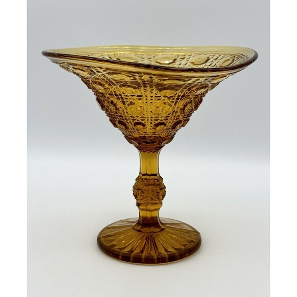Vintage‎ Indiana Glass Amber Windsor Compote 6" Tall - Picture 1 of 7